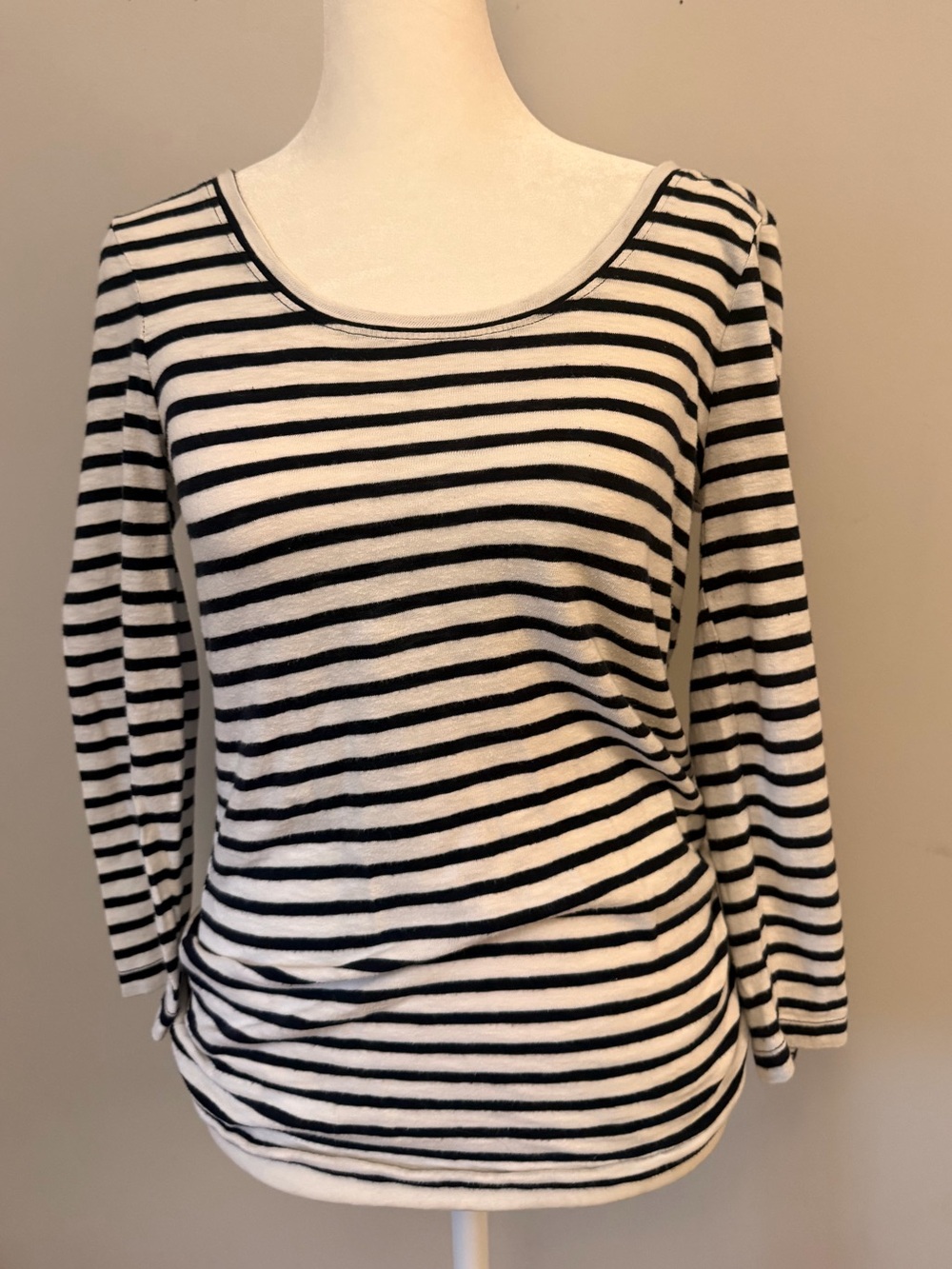 J. Crew Striped Scoop Neck Long Sleeve Top - 3/4 with back zipper